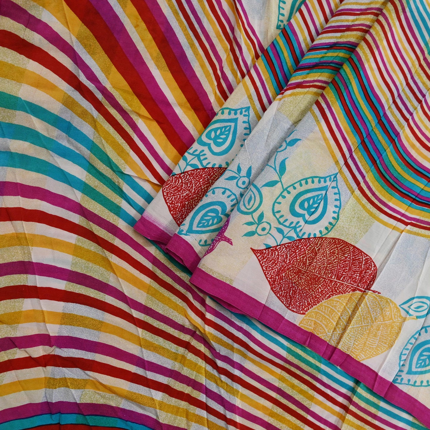 Indian Vintage Multi Saree Pure Crepe Silk Printed Sari Craft Fabric 5yd Sewing Floral Soft Wrap Crafting Quilting Dress making Upcycle
