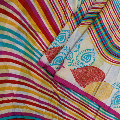 Indian Vintage Multi Saree Pure Crepe Silk Printed Sari Craft Fabric 5yd Sewing Floral Soft Wrap Crafting Quilting Dress making Upcycle