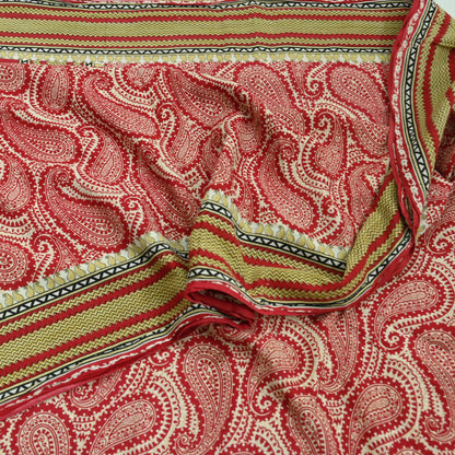 Indian Vintage Sari Ivory & Pink Printed Blend Cotton Saree Craft Fabric 5Yd Soft Sewing Sarong Wrap Boho Floral Dress making Crafting