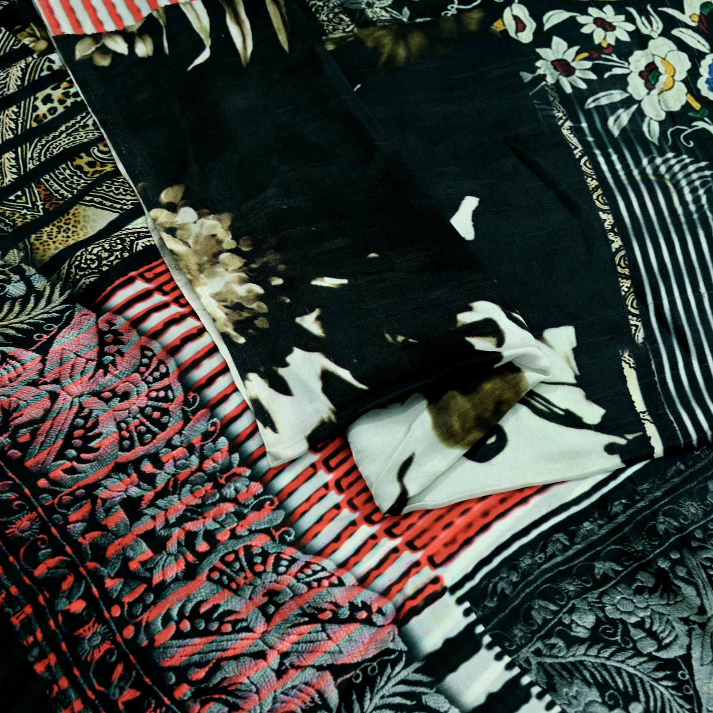 Indian Vintage Saree Black Pure Satin Silk Digital Printed Sari 6yd Sewing Floral Soft Craft Fabric Dress Making Crafting Quilting