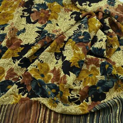 Indian Vintage Multi Saree Pure Crepe Silk Printed Sari Craft Fabric 5yd Sewing Floral Soft Craft Fabric Wrap Crafting Quilting Upcycle