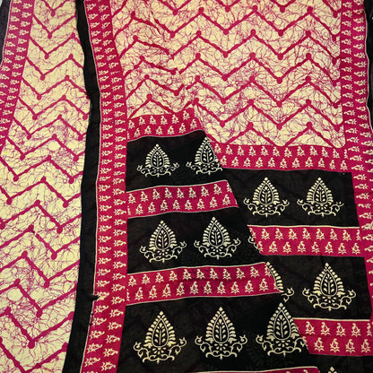 Indian Vintage Sari Beige Batik Printed Saree 100% Pure Cotton 5Yd Craft Fabric Soft Sewing Sarong Wrap Boho Quilting Dress Making