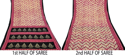 Indian Vintage Sari Beige Batik Printed Saree 100% Pure Cotton 5Yd Craft Fabric Soft Sewing Sarong Wrap Boho Quilting Dress Making