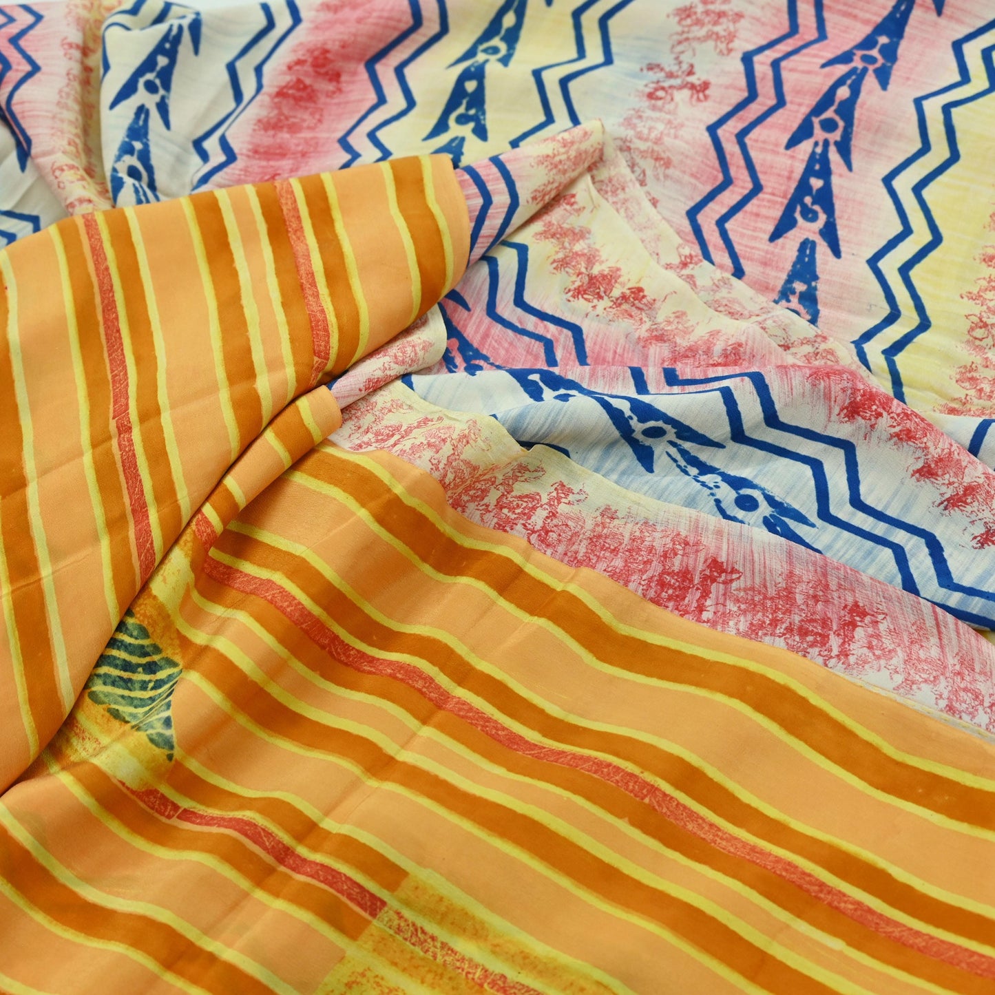 Indian Vintage Sari Yellow Pure Crepe Silk Block Printed Saree 5yard Sewing Floral Craft Fabric Wrap Dress Making Crafting Quilting Used