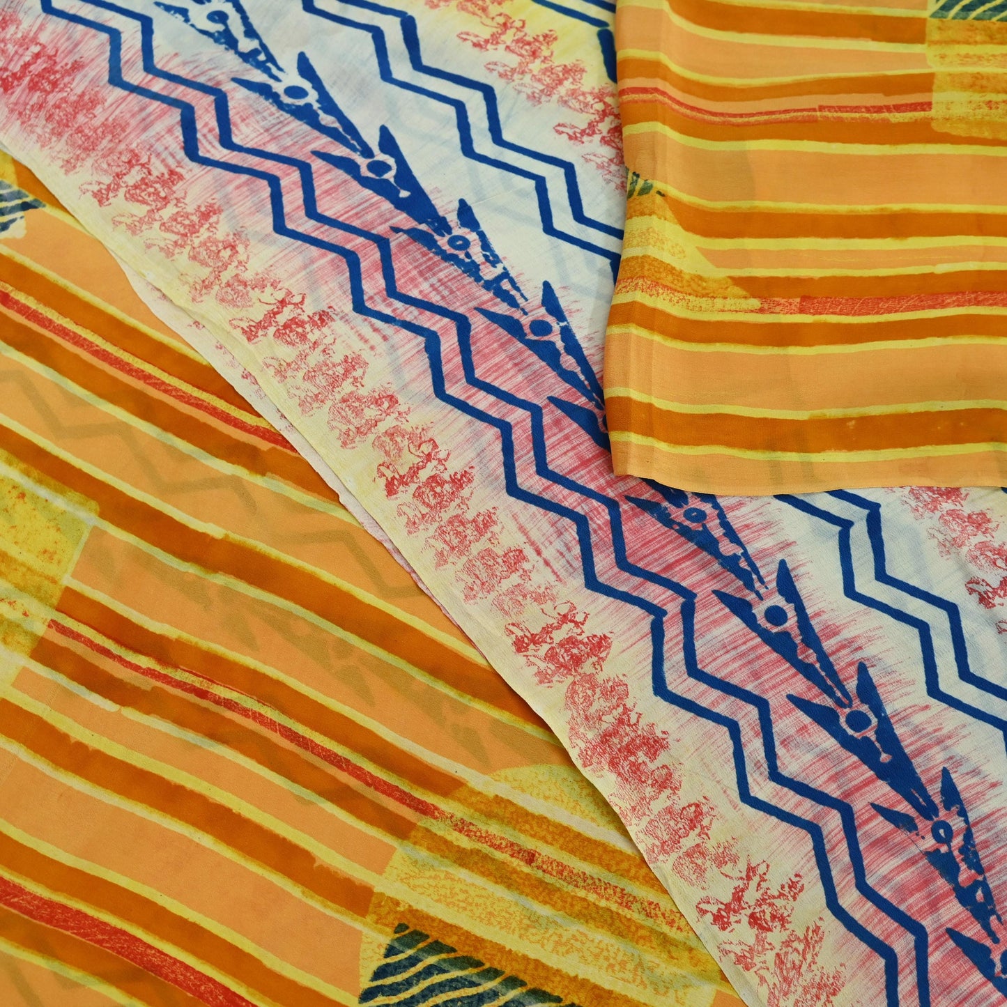 Indian Vintage Sari Yellow Pure Crepe Silk Block Printed Saree 5yard Sewing Floral Craft Fabric Wrap Dress Making Crafting Quilting Used