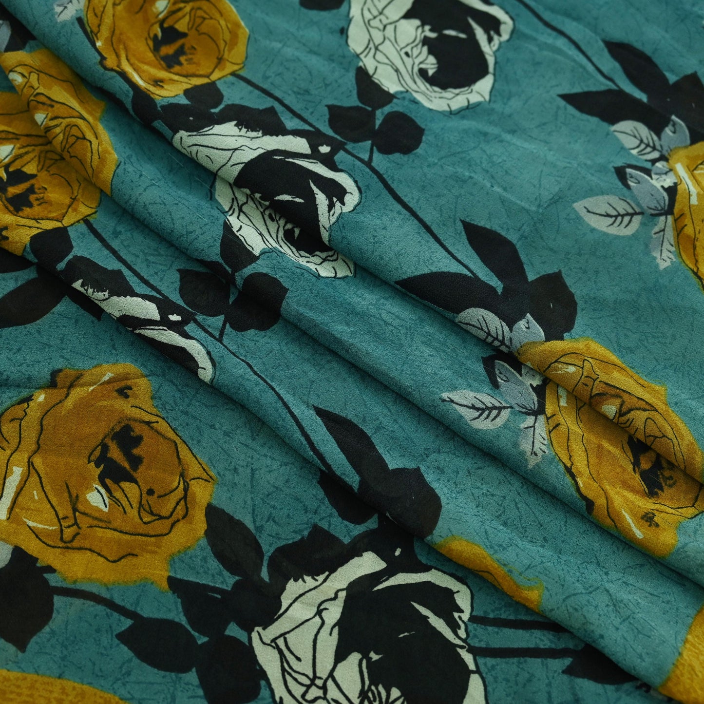 Indian Vintage Sari Green 100% Pure Georgette Silk Hand Printed Sarees Sewing 5yd Craft Fabric Soft Dress Designing for Crafting