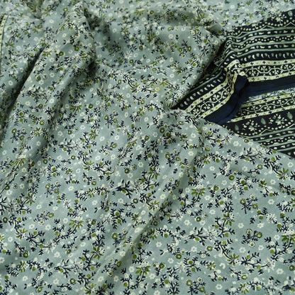 Indian Vintage Sari Black & Gray 100% Pure Silk Printed Saree 5yd Sewing Craft Fabric Dress Making Soft Crafting Quilting Upcycle Used