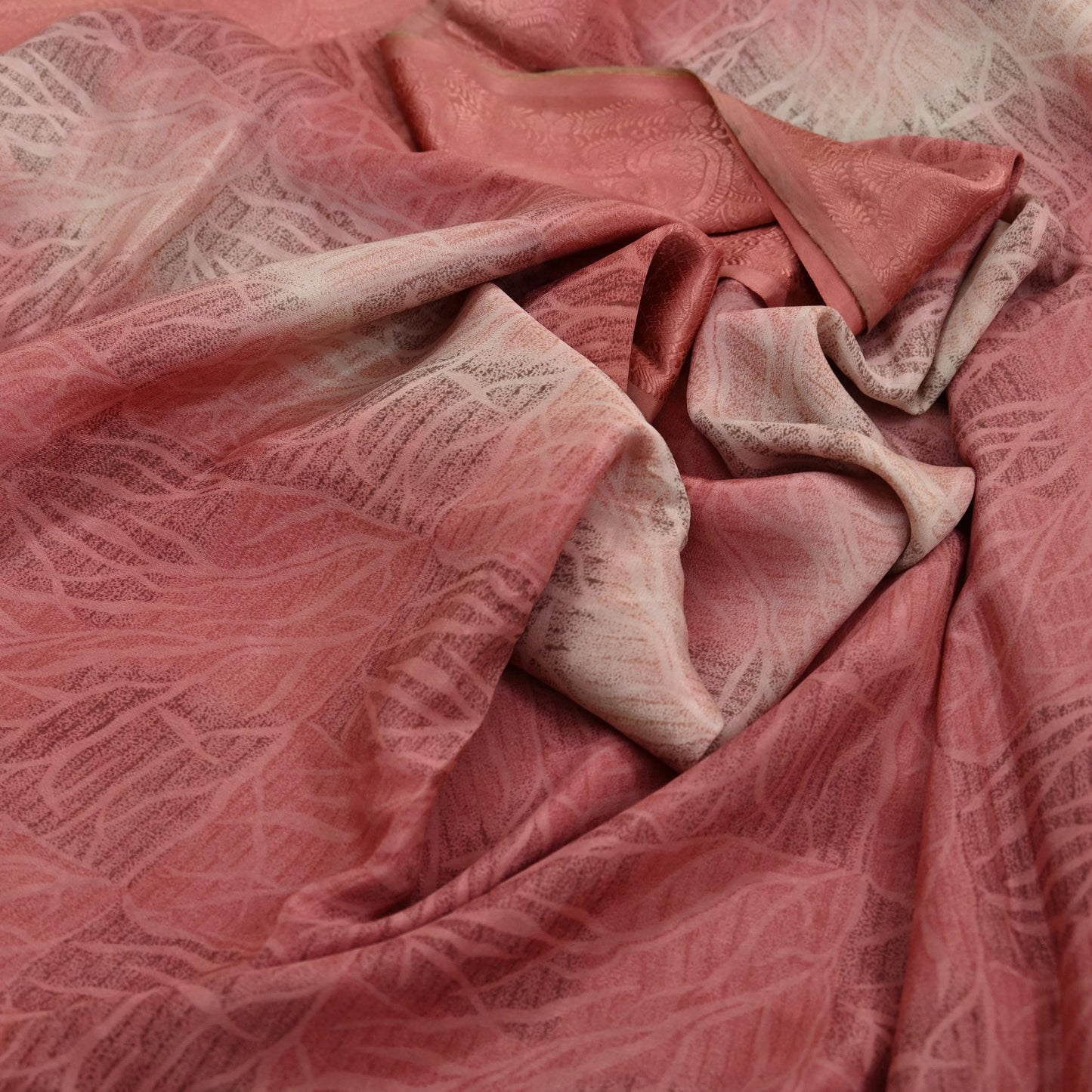 Indian Vintage Sari Peach Pure Crepe Silk Printed Sarees 6yd Craft Fabric Sewing Soft Wrap Peacock Upcycle Quilting Dress Making Crafting