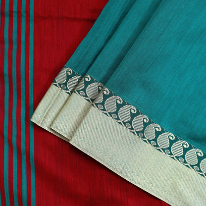 Indian Vintage Green Saree Artificial Silk Embroidered Sari Craft Fabric 5Yd Sewing Stripes Dress making Crafting Quilting Upcycle Fringes