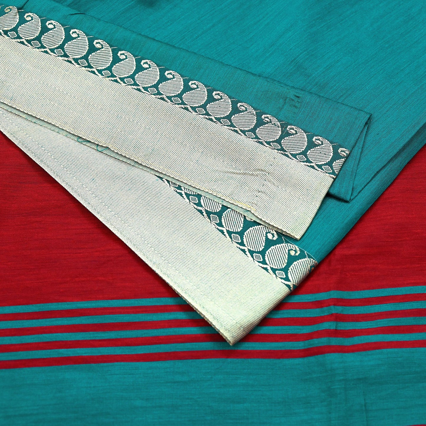 Indian Vintage Green Saree Artificial Silk Embroidered Sari Craft Fabric 5Yd Sewing Stripes Dress making Crafting Quilting Upcycle Fringes