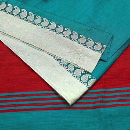Indian Vintage Green Saree Artificial Silk Embroidered Sari Craft Fabric 5Yd Sewing Stripes Dress making Crafting Quilting Upcycle Fringes