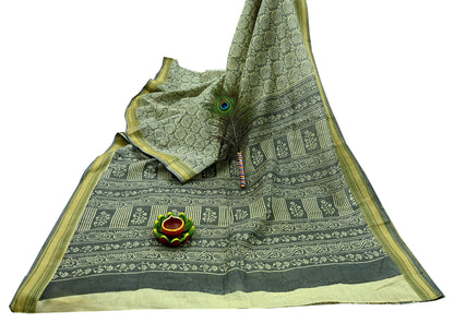 Indian Vintage Sari Hand Block Printed 100% Pure Cotton Sarees Craft Fabric 5Yd Paisley Design Upcycle Quilting Crafting