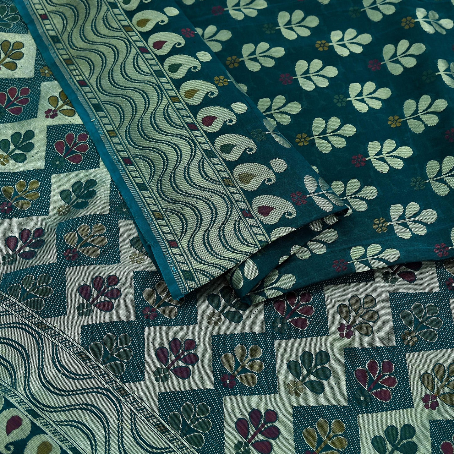 Indian Vintage Heavy Blue Saree Pure Silk Hand Woven Sari Craft Fabric 5Yd Sewing Soft Ethnic Dress Making Wedding Sari Zari