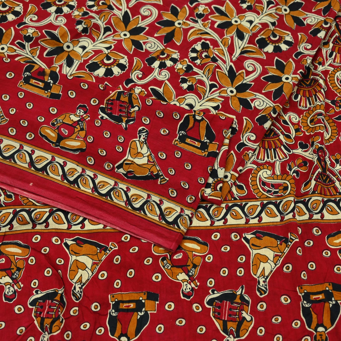 Indian Vintage Red Sarees Pure Cotton Printed Sari 5yd Sewing Craft Fabric DressMaking Soft Crafting Quilting Upcycle