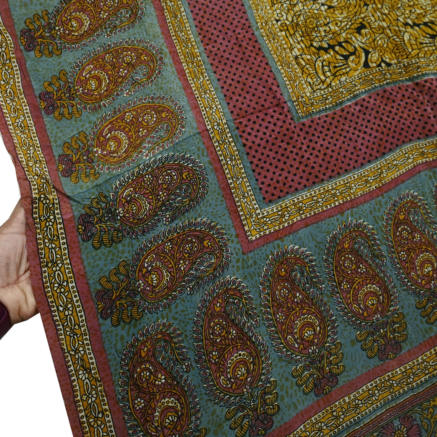 Indian Vintage Sari Mustard & Black Pure Crepe Silk Printed Sarees 5yd Sewing Soft Craft Fabric Floral Wrap Quilting Dress Making Crafting
