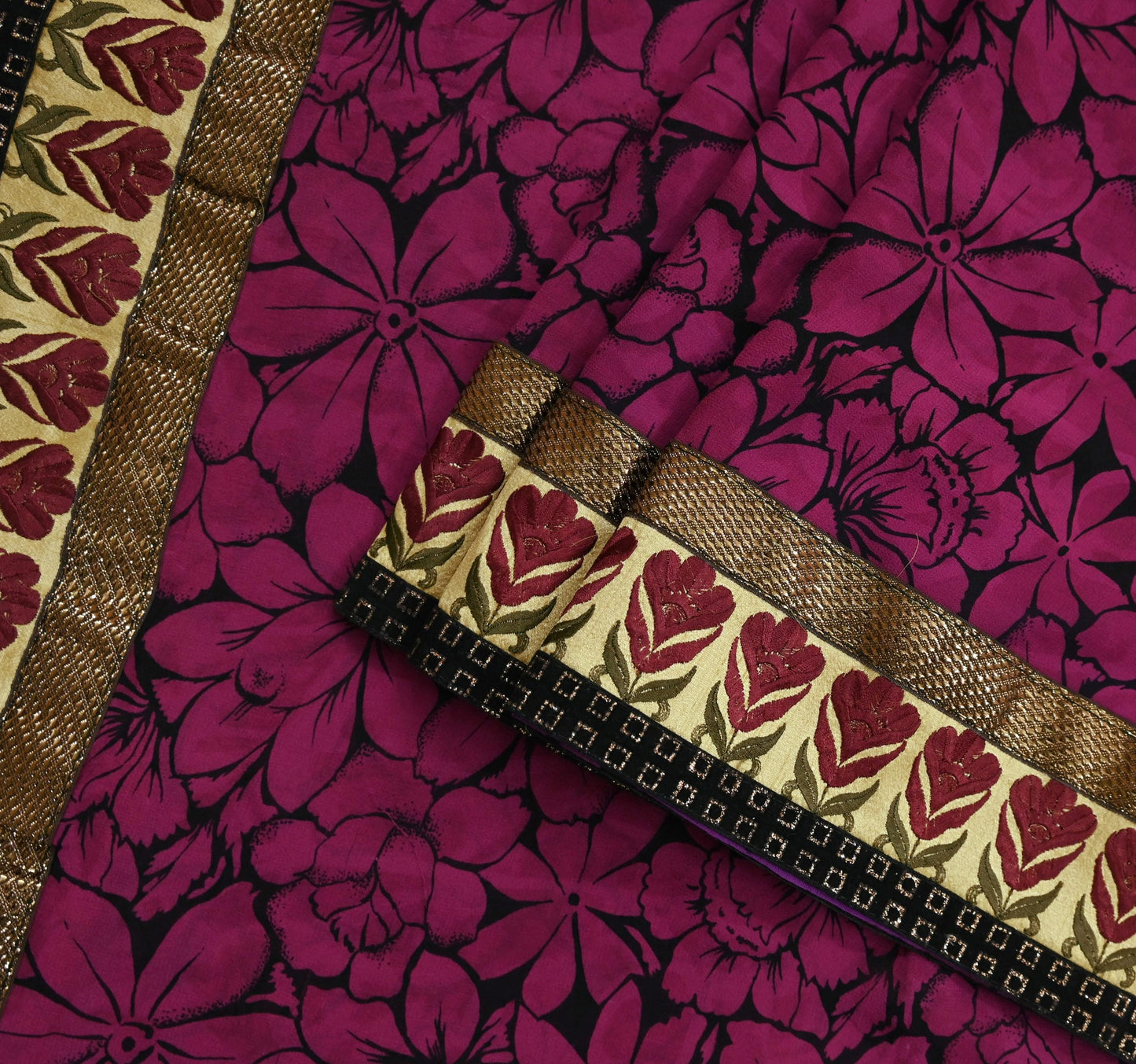 Women Vintage Sari 100% Pure Georgette Silk Printed Saree Craft Fabric Sewing 5Yd Soft Sari Dress Making Upcycle Quilting Crafting