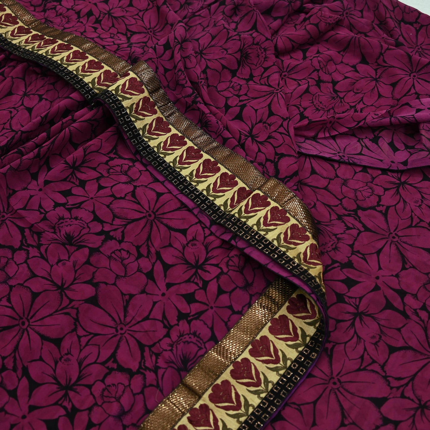 Women Vintage Sari 100% Pure Georgette Silk Printed Saree Craft Fabric Sewing 5Yd Soft Sari Dress Making Upcycle Quilting Crafting