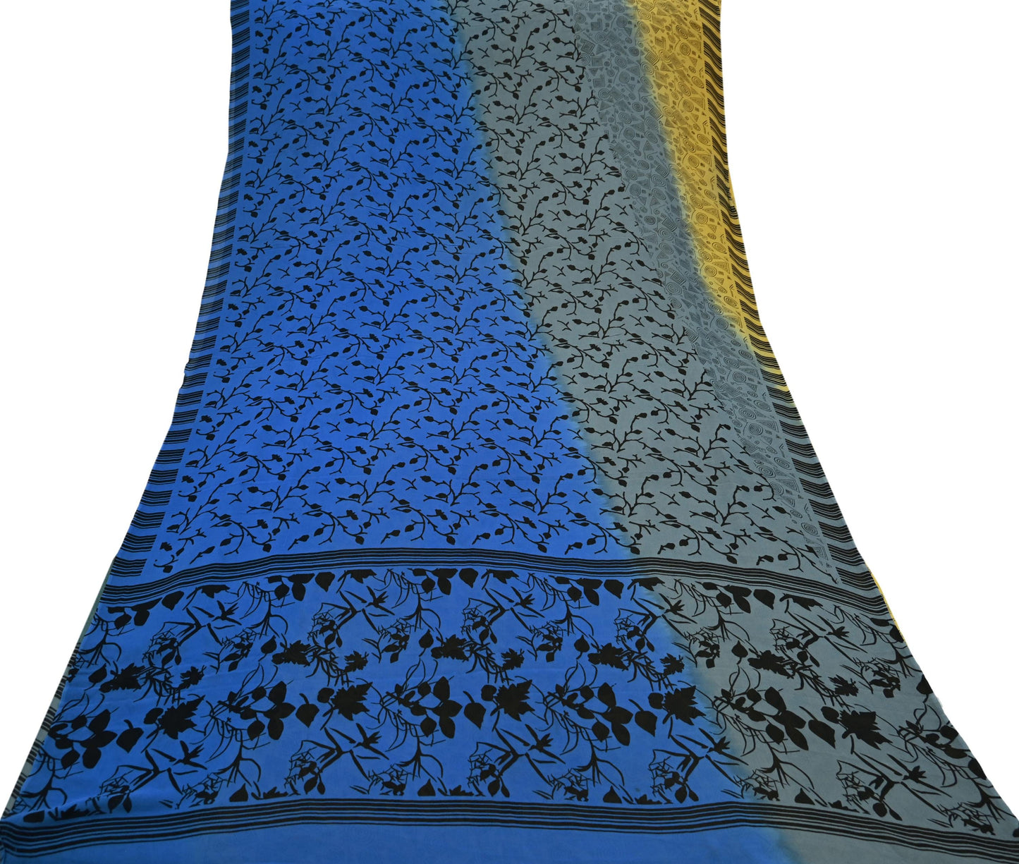 Women Vintage Sari Pure Georgette Silk Printed Saree Craft Fabric Sewing 5Yd Soft Light Dress Making Abstract Crafting Quilting
