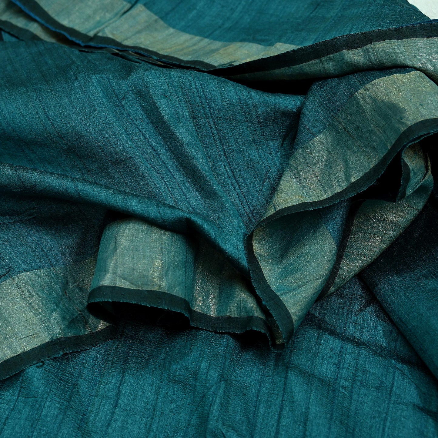 Indian Vintage Heavy Sari Green & Black Pure Khadi Silk Handloom Saree Craft Fabric 5yd Ethnic Wear Dress making For Crafting Quilting