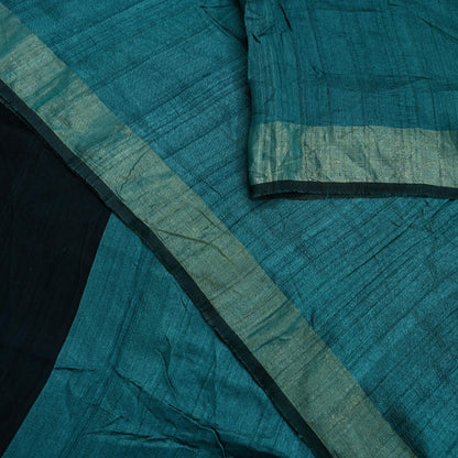 Indian Vintage Heavy Sari Green & Black Pure Khadi Silk Handloom Saree Craft Fabric 5yd Ethnic Wear Dress making For Crafting Quilting