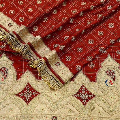 Indian Vintage Heavy Bridal Dupatta maroon Pure Silk Long Stole Hand Embroidered Hijab Scarf Zardozi Peacock Wedding Dupatta Fringes