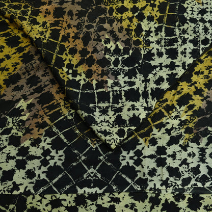 Indian Vintage Sari Black 100% Pure Silk Printed Saree Fabric 5yd Sewing Craft Fabric Dress Making Soft Floral Abstract Quilting Crafting