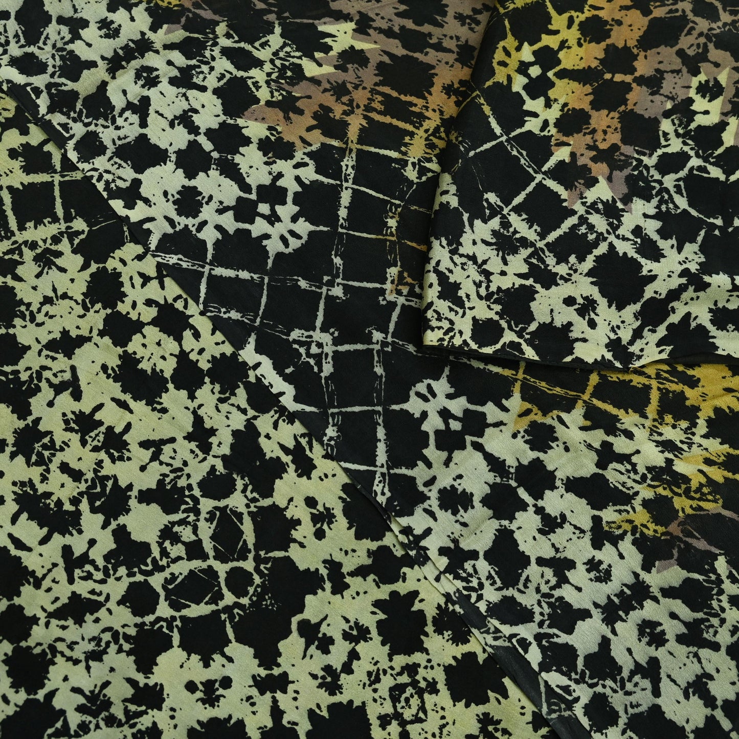 Indian Vintage Sari Black 100% Pure Silk Printed Saree Fabric 5yd Sewing Craft Fabric Dress Making Soft Floral Abstract Quilting Crafting