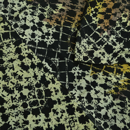 Indian Vintage Sari Black 100% Pure Silk Printed Saree Fabric 5yd Sewing Craft Fabric Dress Making Soft Floral Abstract Quilting Crafting