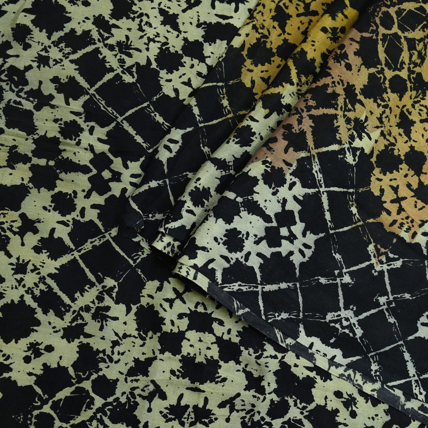 Indian Vintage Sari Black 100% Pure Silk Printed Saree Fabric 5yd Sewing Craft Fabric Dress Making Soft Floral Abstract Quilting Crafting