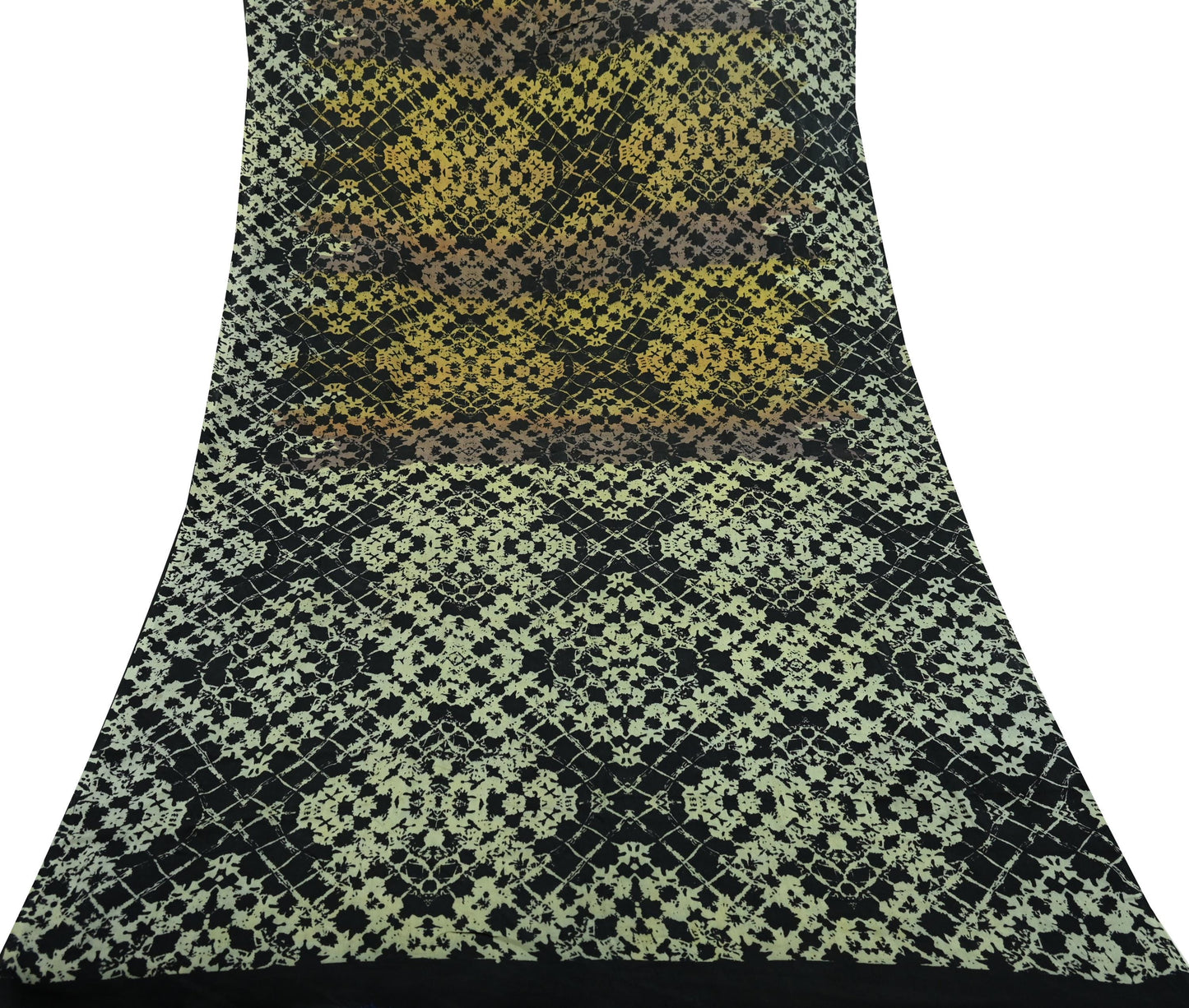 Indian Vintage Sari Black 100% Pure Silk Printed Saree Fabric 5yd Sewing Craft Fabric Dress Making Soft Floral Abstract Quilting Crafting