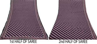 Indian Vintage Sari Ivory & Maroon Block Printed Pure Cotton Saree Fabric Soft Floral 5Yd Sarong Wrap Boho Fabric Kimono Soft