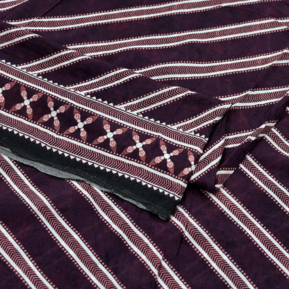 Indian Vintage Sari Ivory & Maroon Block Printed Pure Cotton Saree Fabric Soft Floral 5Yd Sarong Wrap Boho Fabric Kimono Soft