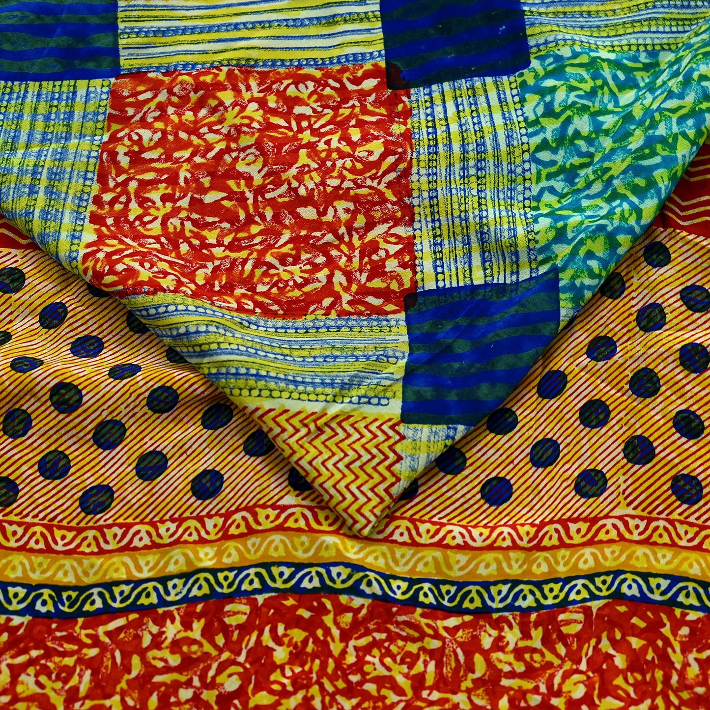 Indian Vintage Sari Multi Pure Crepe Silk Block Printed Saree 5yd Sewing Floral Soft Craft Fabric Wrap Dress making Upcycle For Crafting