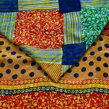 Indian Vintage Sari Multi Pure Crepe Silk Block Printed Saree 5yd Sewing Floral Soft Craft Fabric Wrap Dress making Upcycle For Crafting