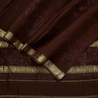 Indian Vintage Dupatta Brown Long Stole Hand Woven Pure Chanderi Silk Scarves Veil Zari Soft Fringes Scarf Wrap Boho