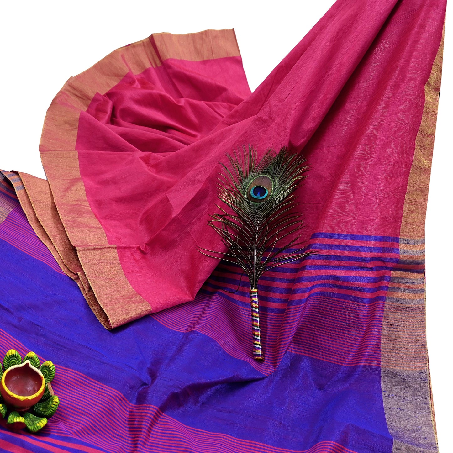 Indian Vintage Sarees Artificial Silk Embroidered Sari Craft Fabric 6Yd Sewing Stripes Dress making Crafting Quilting Upcycle Fringes