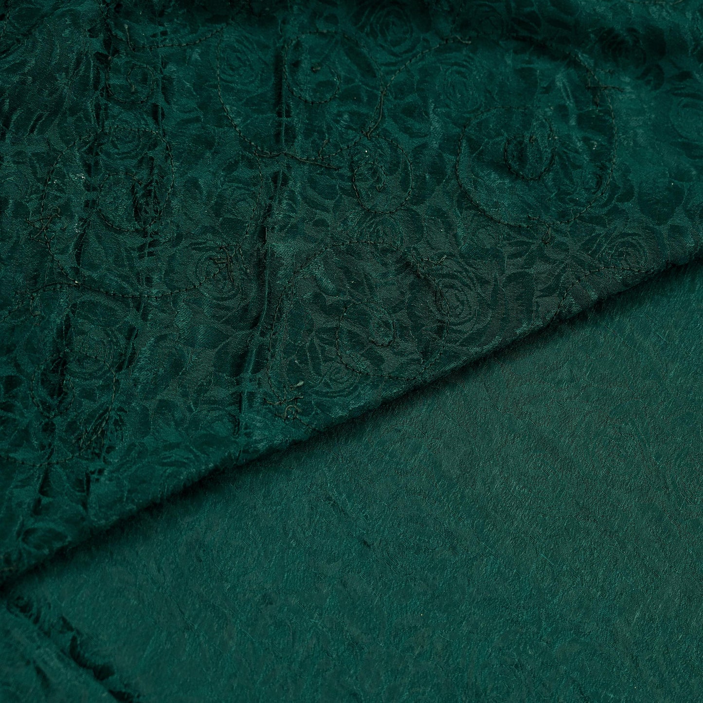 Indian Vintage Heavy Sari Green Pure Crepe Silk Hand Embroidered Sarees Craft Fabric 5Yd Sewing Zardozi Dress making With Blouse Pcs