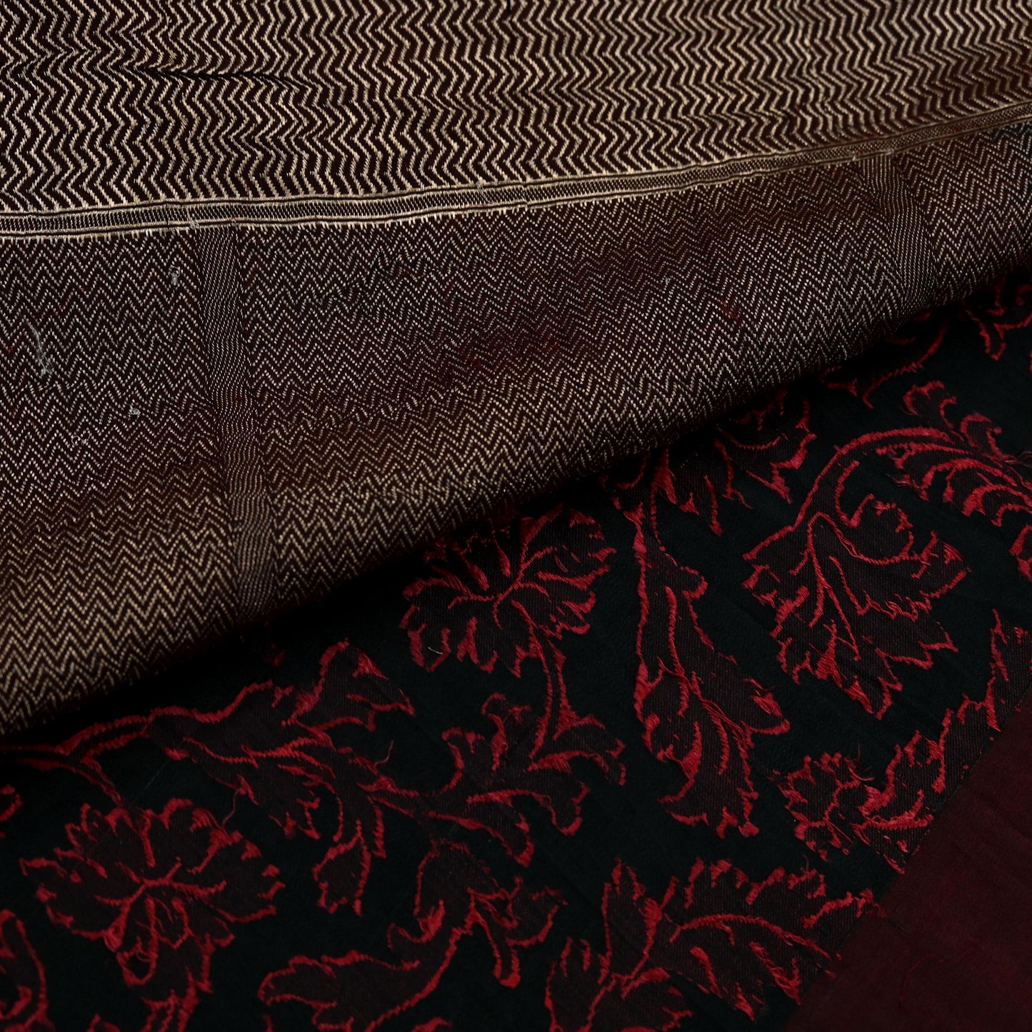 Indian Vintage Heavy Sari Black Hand Woven Sarees 100% Pure Silk Zari 5Yd Dress making Crafting Upcycle Quilting Floral