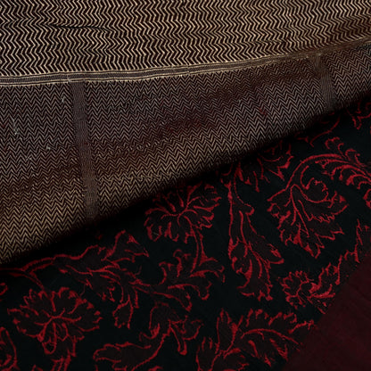 Indian Vintage Heavy Sari Black Hand Woven Sarees 100% Pure Silk Zari 5Yd Dress making Crafting Upcycle Quilting Floral