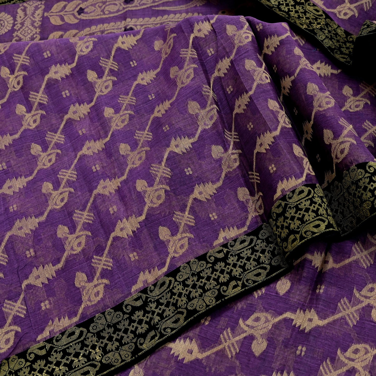 Indian Vintage Sari Purple Pure Cotton Hand Woven Sarees Craft Fabric 5yd Ethnic Crafting Quilting Dress Making Quilting With Blouse Fabric