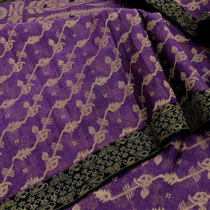 Indian Vintage Sari Purple Pure Cotton Hand Woven Sarees Craft Fabric 5yd Ethnic Crafting Quilting Dress Making Quilting With Blouse Fabric
