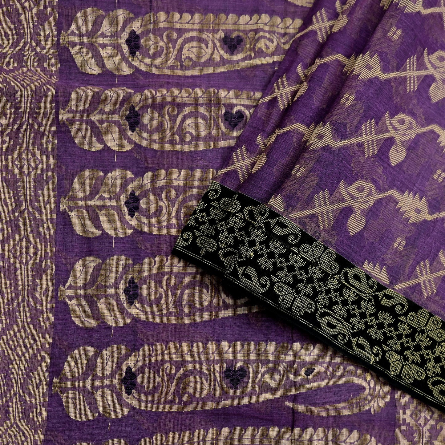 Indian Vintage Sari Purple Pure Cotton Hand Woven Sarees Craft Fabric 5yd Ethnic Crafting Quilting Dress Making Quilting With Blouse Fabric