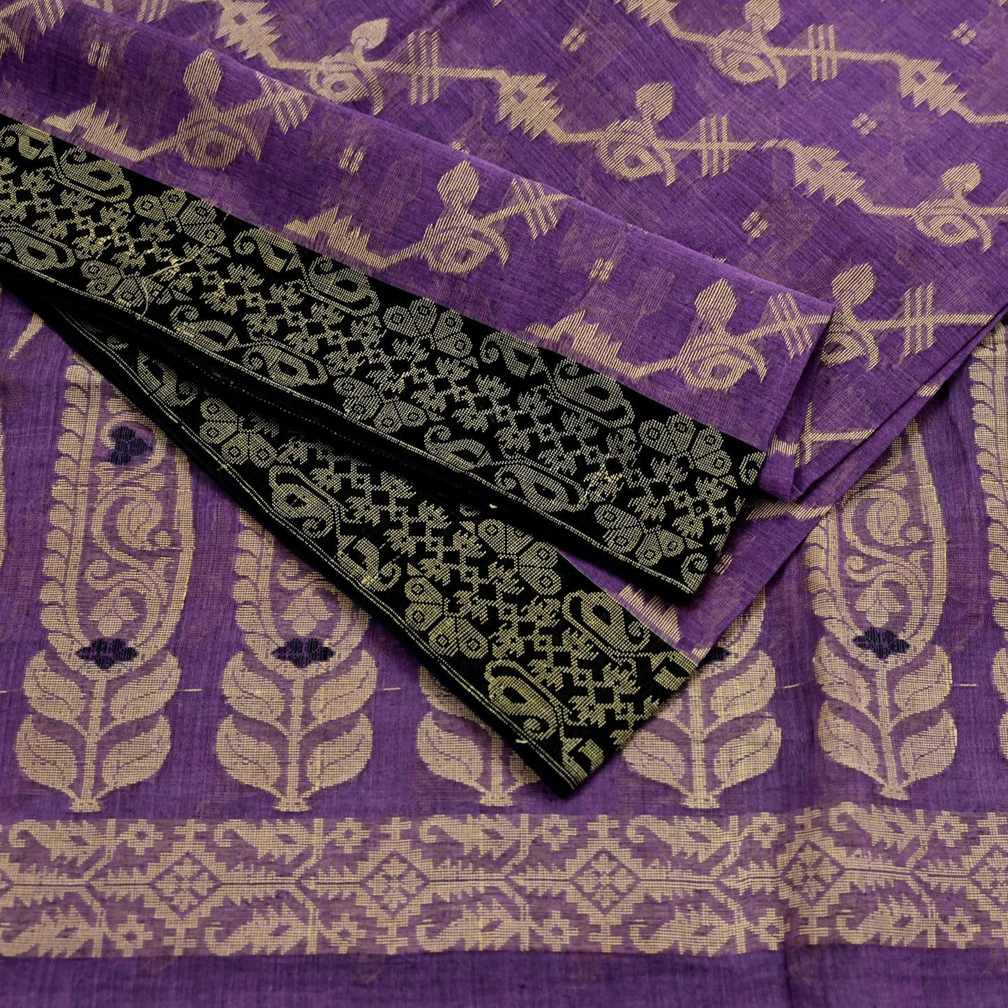 Indian Vintage Sari Purple Pure Cotton Hand Woven Sarees Craft Fabric 5yd Ethnic Crafting Quilting Dress Making Quilting With Blouse Fabric