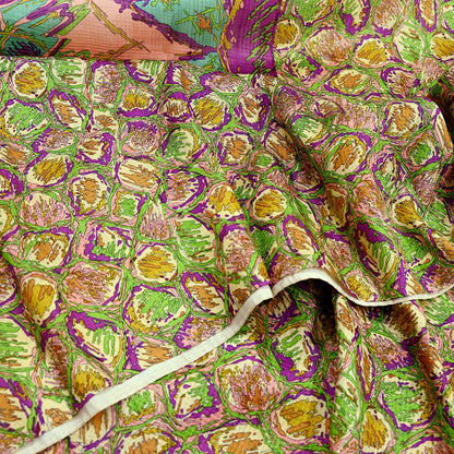Indian Vintage Multi Saree 100% Pure Silk Printed Sari Craft Fabric 5yd Sewing Dress Making Soft Floral Crafting Quilting Upcycle