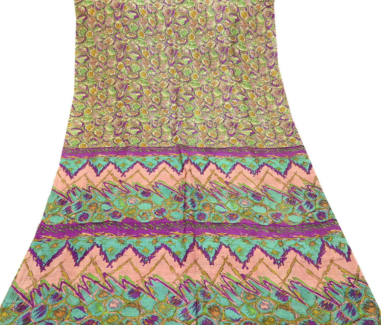 Indian Vintage Multi Saree 100% Pure Silk Printed Sari Craft Fabric 5yd Sewing Dress Making Soft Floral Crafting Quilting Upcycle