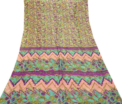 Indian Vintage Multi Saree 100% Pure Silk Printed Sari Craft Fabric 5yd Sewing Dress Making Soft Floral Crafting Quilting Upcycle
