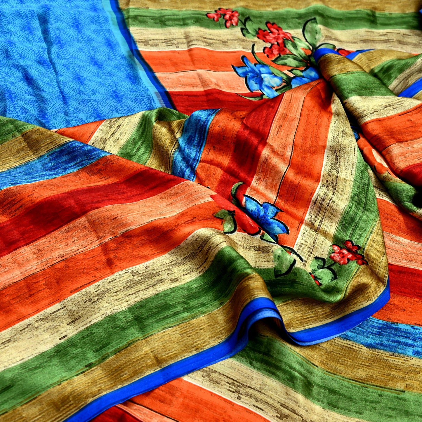 Indian Vintage Saree Multi Satin Printed Sari 5yd Sewing Floral Soft Craft Fabric Dressmaking For Crafting Quilting Upcycle