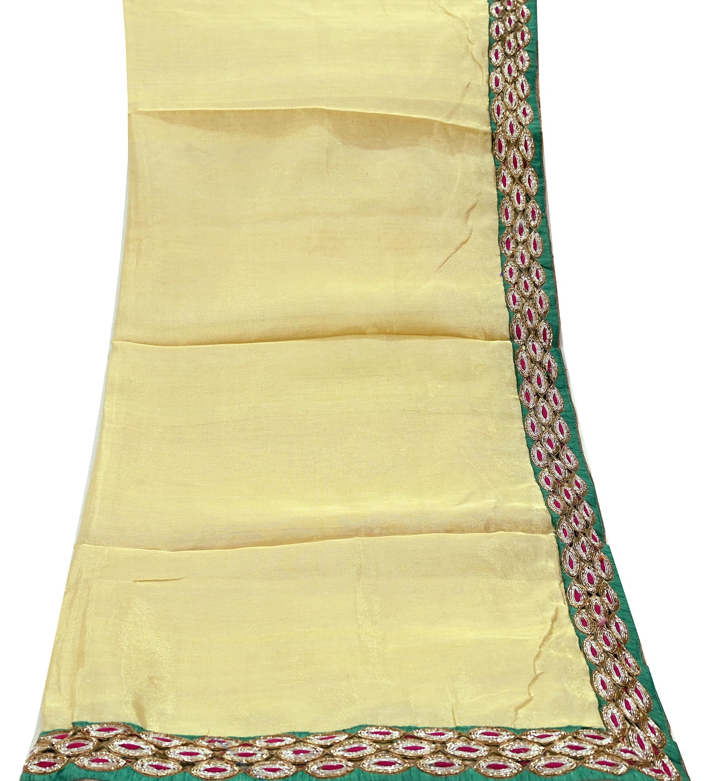 Indian Vintage Heavy Golden Dupatta Tissue Silk Long Stole Hand Embroidered Designer By Sabyasachi Veil Scarves Wedding/Bridal Wear