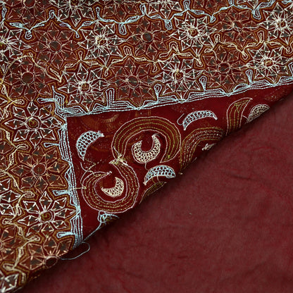 Indian Vintage Heavy Sari Maroon Pure Georgette Silk Hand Beaded Sarees Craft Fabric 5Yd Sewing Soft Ethnic Wedding Sarees Dress making