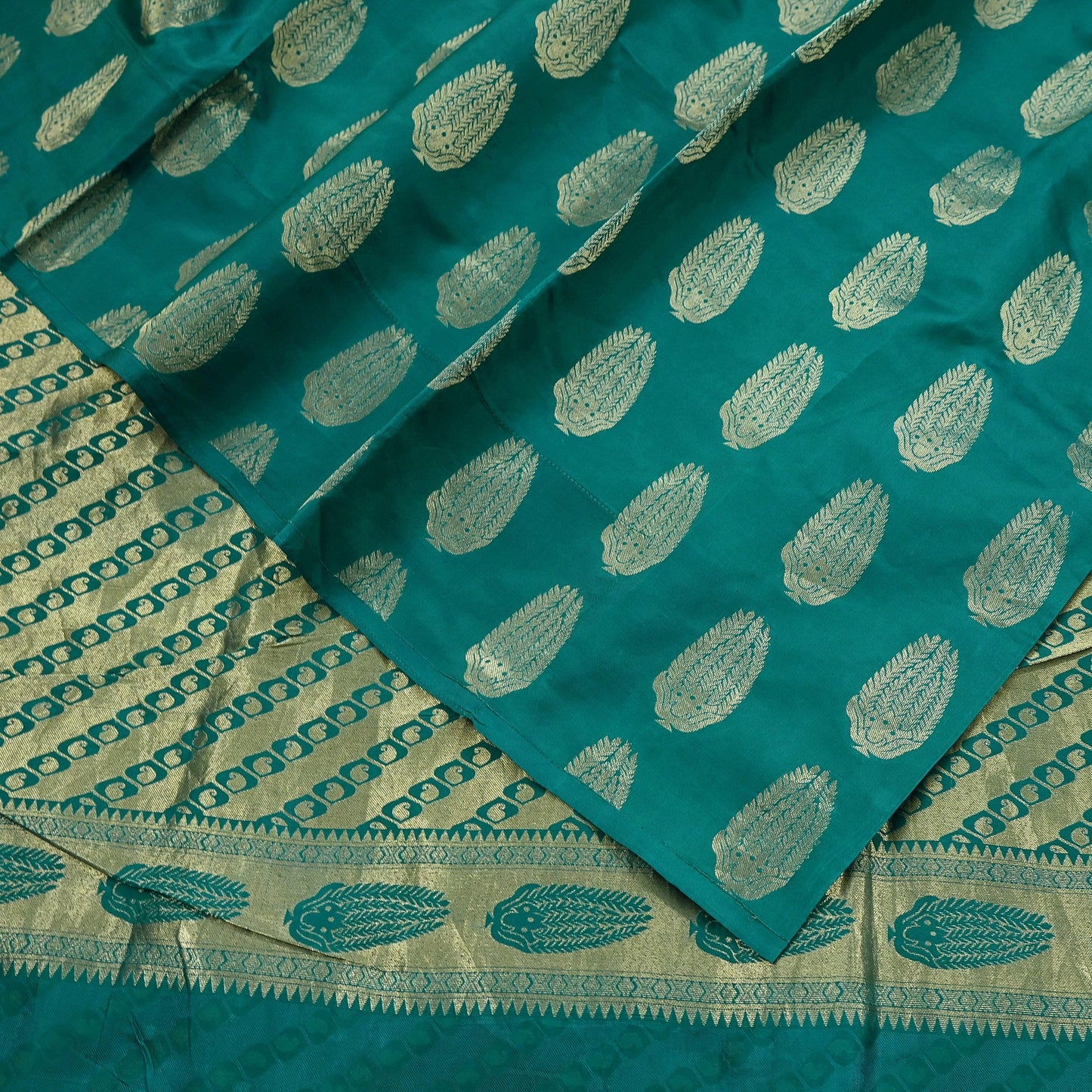 Indian Vintage Sari Black & Green Pure Silk Hand Woven Sarees Craft Fabric 5Yd Ethnic Dress Making Crafting Upcycle Quilting Zari Border